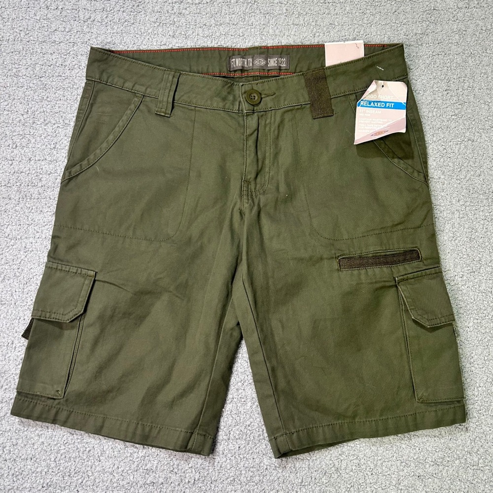Dickies Cargo Shorts Relaxed Fit 4 Olive Green Gorpcore Utility Vintage 2013